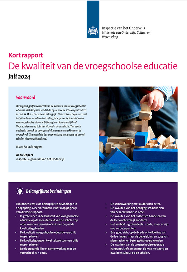 De kwaliteit van de vroegschoolse educatie